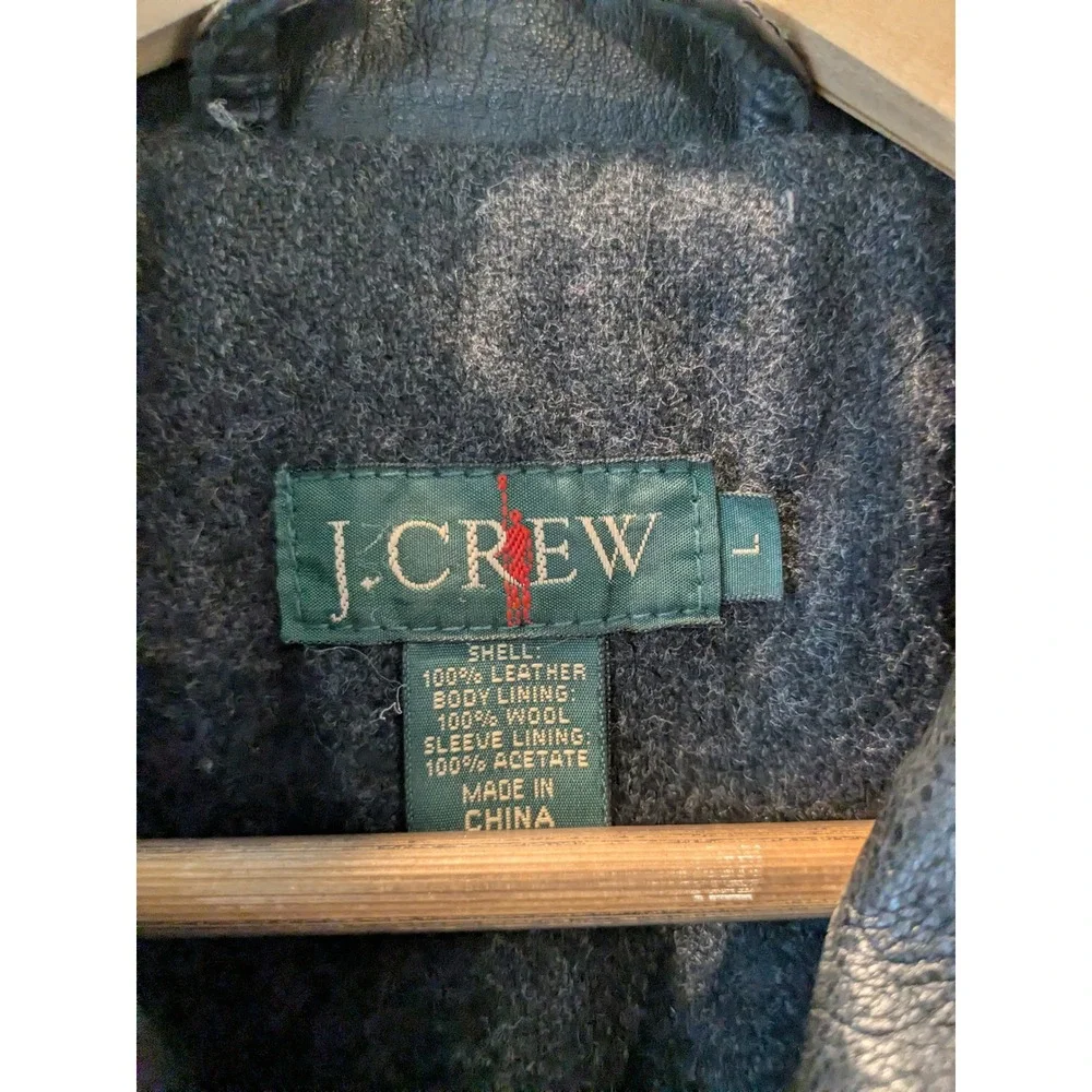 J Crew Oarsman Mens Black Leather‎ Button Front Lined Jacket Size Large READ
